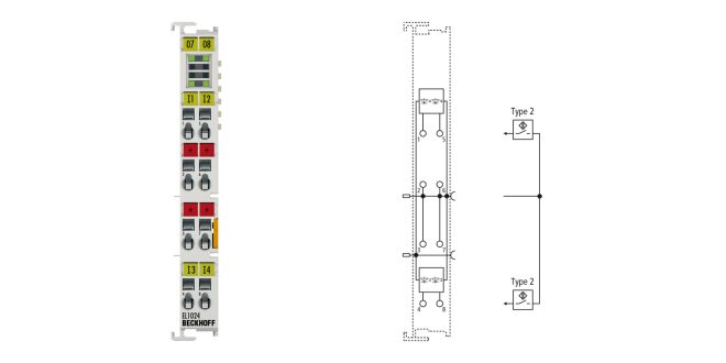 EL1024 | EtherCAT Terminal, 4-channel digital input, 24 V DC, 3 ms, type 2
