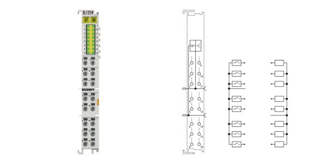 EL1259 | EtherCAT Terminal, 8-channel digital input + 8-channel digital output, 24 V DC, 1 µs, 0.5 A, multi-timestamp