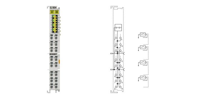 EL1804 | EtherCAT Terminal, 4-channel digital input, 24 V DC, 3 ms, 3-wire connection