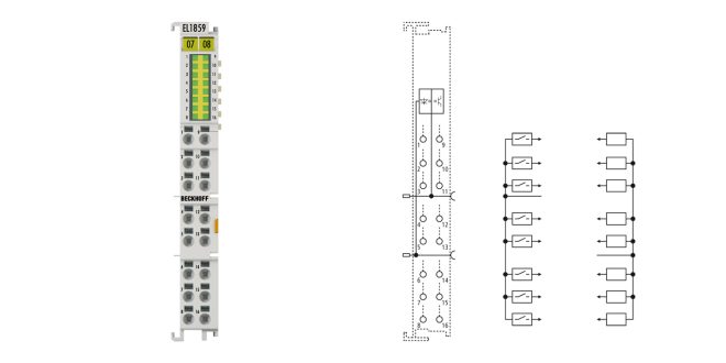 EL1859 | EtherCAT Terminal, 8-channel digital input + 8-channel digital output, 24 V DC, 3 ms, 0.5 A