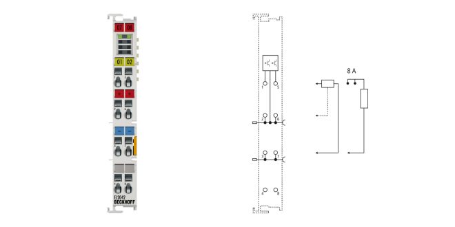 EL2042 | EtherCAT Terminal, 2-channel digital output, 24 V DC, 2 x 4 A/1 x 8 A
