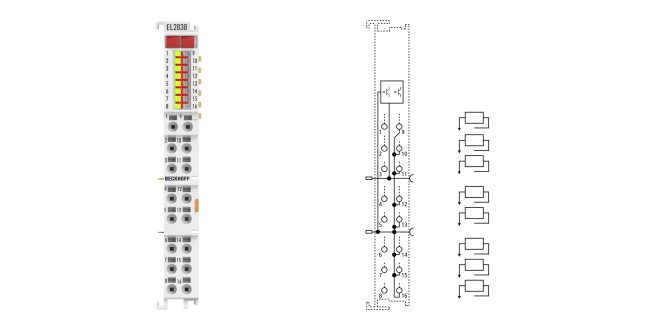 EL2838 | EtherCAT Terminal, 8-channel digital output, 24 V DC, 2 A, with channel diagnostics