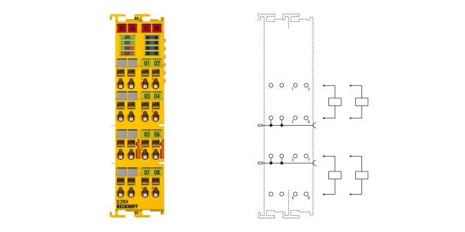 EL2904 | EtherCAT Terminal, 4-channel digital output, 24 V DC, 0.5 A, TwinSAFE