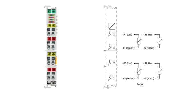 EL3204-0200 | EtherCAT Terminal, 4-channel analog input, temperature, RTD/NTC, 16 bit