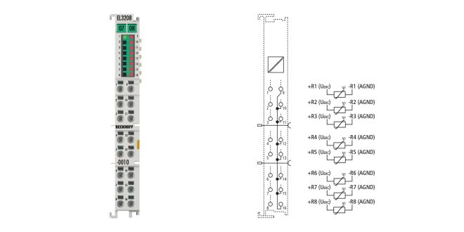 EL3208-0010 | EtherCAT Terminal, 8-channel analog input, temperature, RTD (Pt1000, NTC), 16 bit