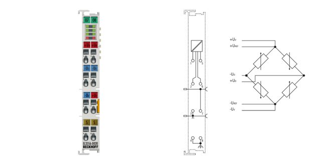 EL3356-0020 | EtherCAT Terminal, 1-channel analog input, measuring bridge, full bridge, 24 bit, high-precision, factory calibrated