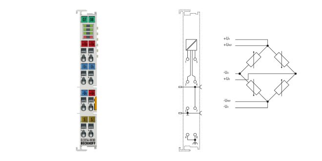 EL3356-0030 | EtherCAT Terminal, 1-channel analog input, measuring bridge, full bridge, 24 bit, high-precision, externally calibrated