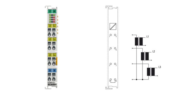 EL3443-0013 | EtherCAT Terminal, 3-channel analog input, power measurement, 480 V AC/DC, 333 mV, 24 bit