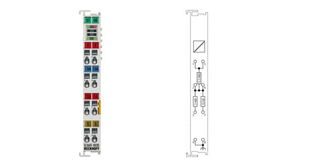 EL3681-0030 | EtherCAT Terminal, 1-channel analog input, multimeter, 300 V AC/DC, 10 A, 19 bit, externally calibrated