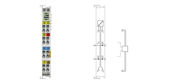 EL5151-0021 | EtherCAT Terminal, 1-channel encoder interface, incremental, 24 V DC HTL, 100 kHz, with 1 x digital output 24 V DC