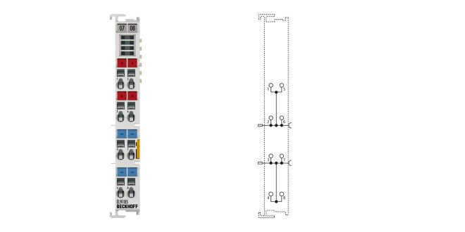 EL9185 | Potential distribution terminal, 4 x 24 V DC, 4 x 0 V DC