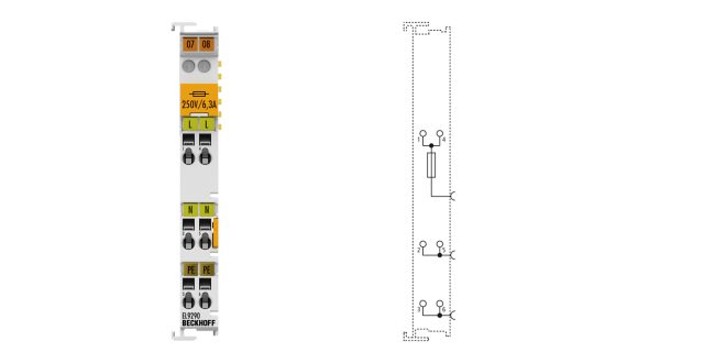 EL9290 | Potential supply terminal, for voltages up to 230 V AC, with fuse