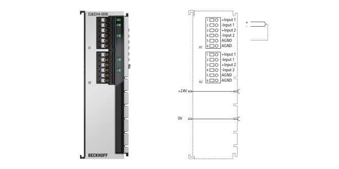ELM3344-0000 | EtherCAT Terminal, 4-channel analog input, temperature, thermocouple, 24 bit, high-precision, 1 ksps