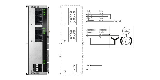 ELM7211-9016 | EtherCAT Terminal, 1-channel motion interface, servomotor, 48 V DC, 4.5 A, OCT, STO, TwinSAFE Logic