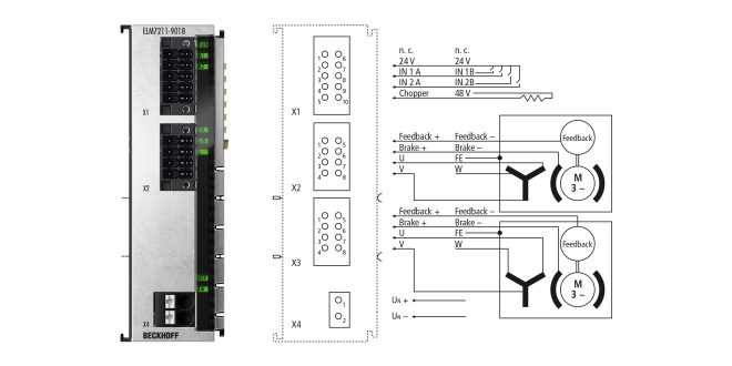 ELM7211-9018 | EtherCAT Terminal, 1-channel motion interface, servomotor, 48 V DC, 4.5 A, OCT, STO, Safe Motion, TwinSAFE Logic