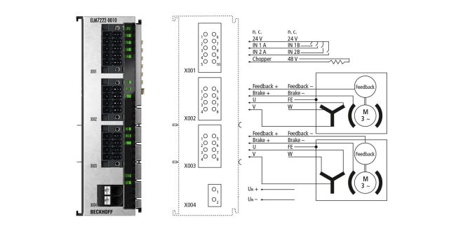 ELM7222-0010 | EtherCAT Terminal, 2-channel motion interface, servomotor, 48 V DC, 8 A, OCT