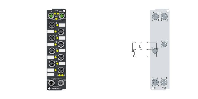 EP2008-0001 | EtherCAT Box, 8-channel digital output, 24 V DC, 0.5 A, M8