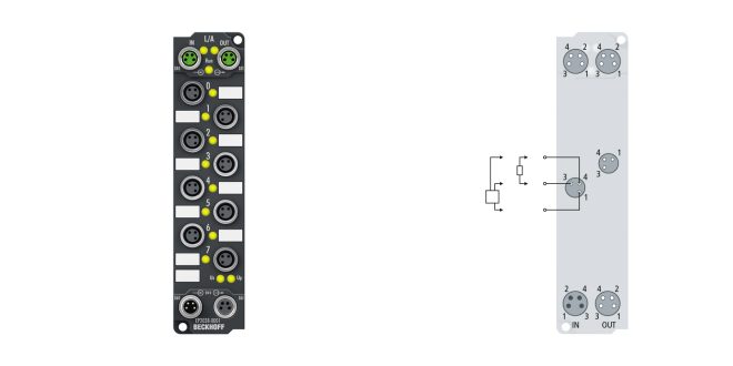EP2038-0001 | EtherCAT Box, 8-channel digital output, 24 V DC, 2 A, M8, with diagnostics