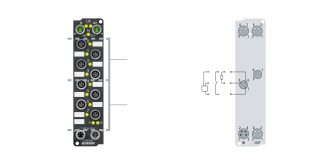 EP2308-0001 | EtherCAT Box, 4-channel digital input + 4-channel digital output, 24 V DC, 3 ms, 0.5 A, M8