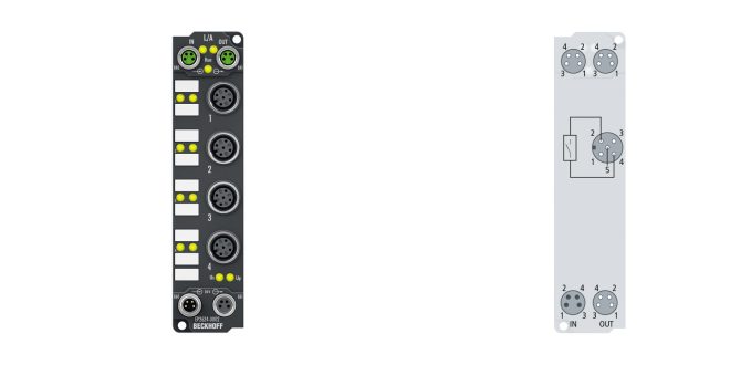 EP2624-0002 | EtherCAT Box, 4-channel relay output, 25 V AC, 30 V DC, 0.5 A AC, 2 A DC, M12