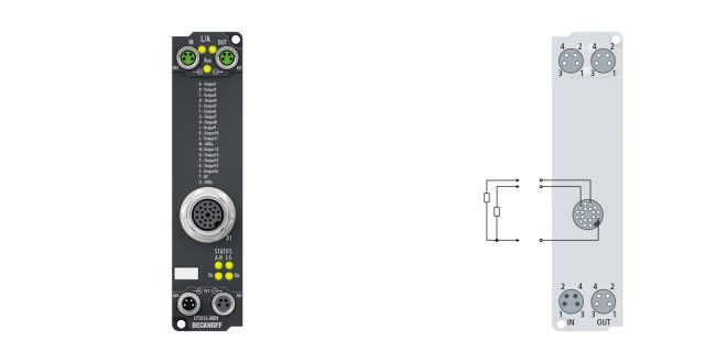 EP2816-0004 | EtherCAT Box, 16-channel digital output, 24 V DC, 0.5 A, M16