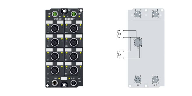 EP2839-0022 | EtherCAT Box, 16-channel digital output, 24 V DC, 0.5 A, M12, with diagnostics