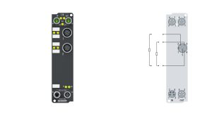 EP3182-1002 | EtherCAT Box, 2-channel analog input + 2-channel digital output, multi-function, ±10 V, 0/4…20 mA, 16 bit, single-ended, M12