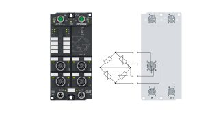 EP3356-0022 | EtherCAT Box, 1-channel analog input, measuring bridge, full bridge, 24 bit, M12