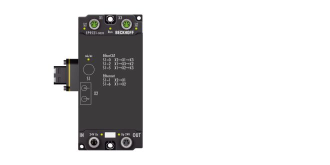 EP9521-0020 | EtherCAT Box, media converter, Ethernet/EtherCAT, 100 Mbit/s, 24 V DC