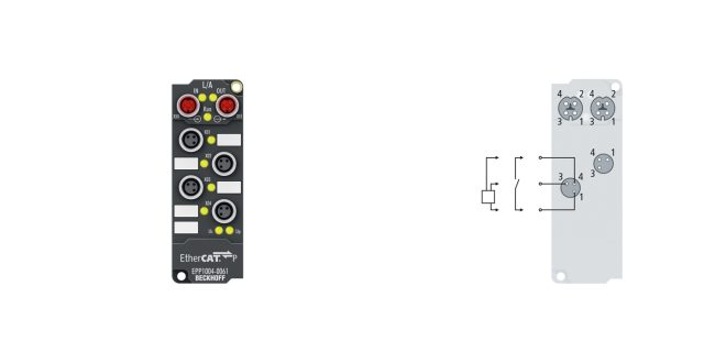 EPP1004-0061 | EtherCAT P Box, 4-channel digital input, 24 V DC, 3 ms, M8