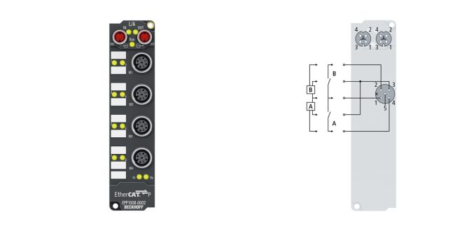 EPP1008-0002 | EtherCAT P Box, 8-channel digital input, 24 V DC, 3 ms, M12