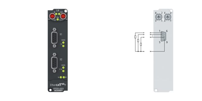 EPP2816-0010 | EtherCAT P Box, 16-channel digital output, 24 V DC, 0.5 A, D-sub