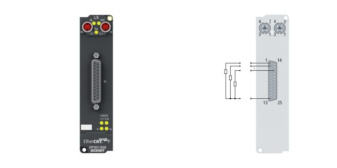 EPP2817-0008 | EtherCAT P Box, 24-channel digital output, 24 V DC, 0.5 A, D-sub