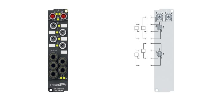 EPP3744-0041 | EtherCAT P Box, 4-channel analog input + 8-channel digital combi, pressure, 0…1000 hPa (0…+1 bar), M8