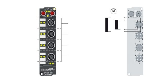 EPP7041-1002 | EtherCAT P Box, 1-channel motion interface, stepper motor, 48 V DC, 1.5 A, M12, with incremental encoder