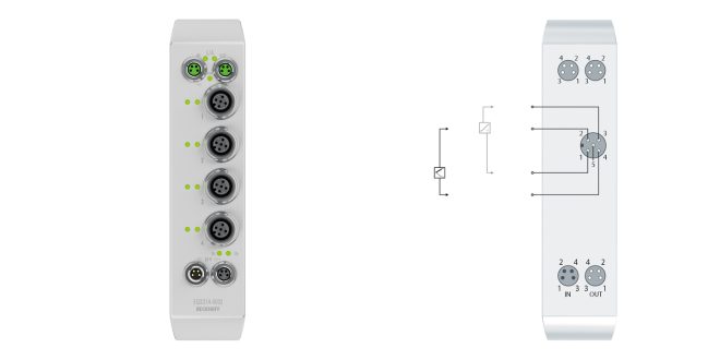 EQ3314-0002 | EtherCAT Box, 4-channel analog input, temperature, thermocouple, 16 bit, M12, stainless steel