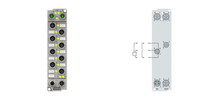 ER1098-0001 | EtherCAT Box, 8-channel digital input, 24 V DC, 10 µs, ground switching, M8, zinc die-cast