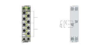 ER2308-0001 | EtherCAT Box, 4-channel digital input + 4-channel digital output, 24 V DC, 3 ms, 0.5 A, M8, zinc die-cast