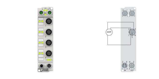ER3184-0002 | EtherCAT Box, 4-channel analog input, multi-function, ±10 V, 0/4…20 mA, 16 bit, single-ended, M12, zinc die-cast