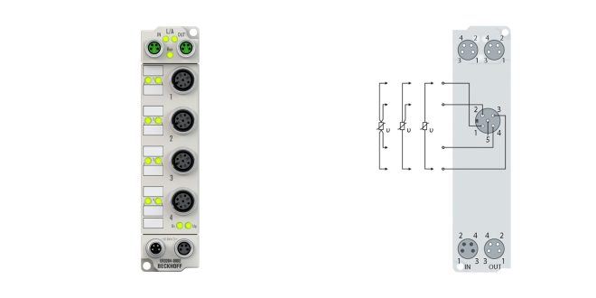 ER3204-0002 | EtherCAT Box, 4-channel analog input, temperature, RTD (Pt100), 16 bit, M12, zinc die-cast