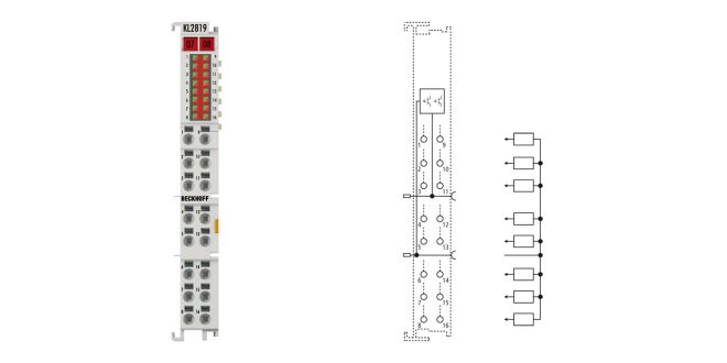 KL2819 | Bus Terminal, 16-channel digital output, 24 V DC, 0.5 A, with diagnostics