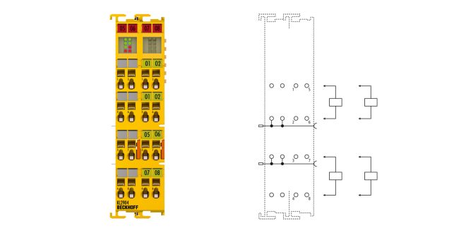 KL2904 | Bus Terminal, 4-channel digital output, 24 V DC, 0.5 A, TwinSAFE