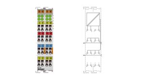 KL5121 | Bus Terminal, 1-channel encoder interface, incremental, 24 V DC HTL, 250 kHz, with 4 x digital output 24 V DC, linear path control