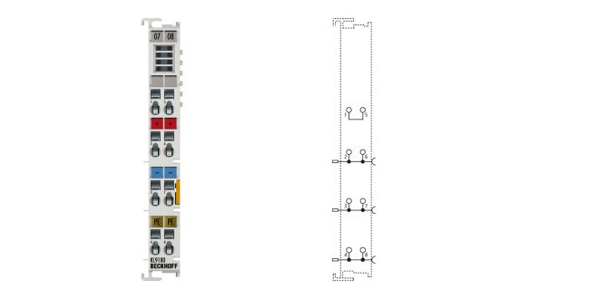 KL9180 | Potential distribution terminal, 2 x 24 V DC; 2 x 0 V DC, 2 x PE