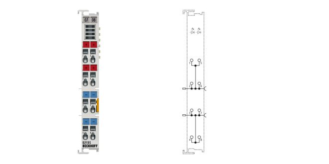 KL9185 | potential distribution terminal, 4 x 24 V DC, 4 x 0 V DC